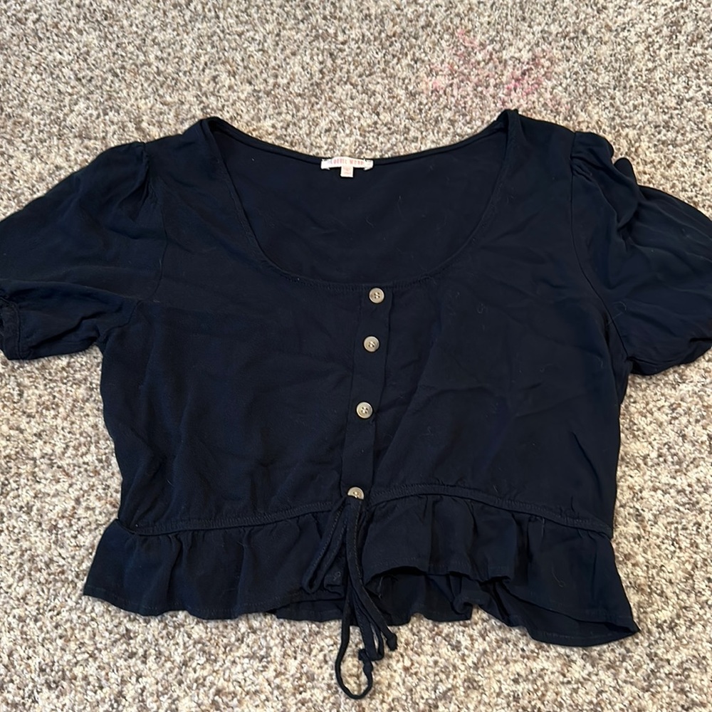cute black button top
